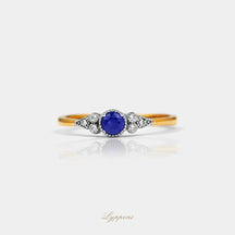 Geelgoud met saffier en diamant