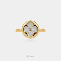 Geelgoud met Parelmoer en diamant