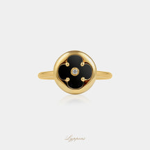 Geelgoud met onyx en diamant
