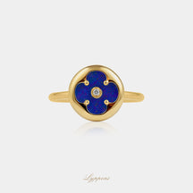 Geelgoud met lapis lazuli en diamant