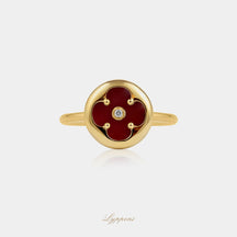 Geelgoud met Carneool en diamant