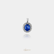 Witgoud met saffier en diamant