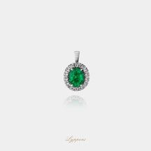 Witgoud met smaragd en diamant