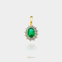 Geelgoud met smaragd en diamant