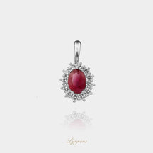 Witgoud met robijn en diamant