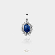 Witgoud met saffier en diamant