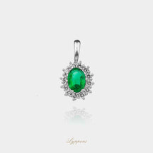 Witgoud met smaragd en diamant