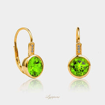 Geelgoud met peridoot en diamant