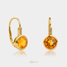 Geelgoud met citrien en diamant