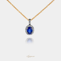 Geelgoud met saffier en diamant
