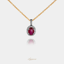 Geelgoud met robijn en diamant
