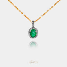 Geelgoud met smaragd en diamant