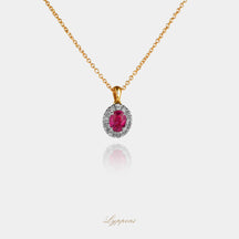 Geelgoud met robijn en diamant