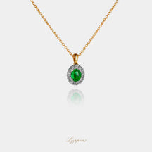 Geelgoud met smaragd en diamant
