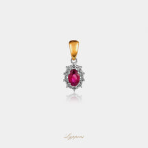 Geelgoud met robijn en diamant
