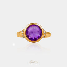 Geelgoud met amethist en diamant