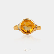 Geelgoud met citrien en diamant