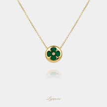 Geelgoud met malachiet en diamant