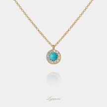 Geelgoud met turkooi en diamant