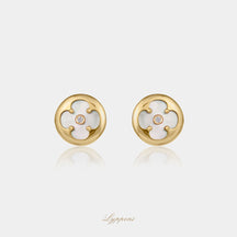 Geelgoud met Parelmoer en diamant