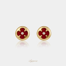 Geelgoud met Carneool en diamant