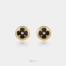 Geelgoud met onyx en diamant