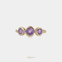 Geelgoud met amethist en diamant