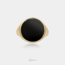 Geelgouden zegelring met onyx