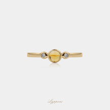 Geelgoud met diamant en citrien