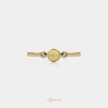 Geelgoud met diamant en opaal