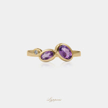 Geelgoud met amethist en diamant
