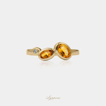 Geelgoud met diamant en citrien