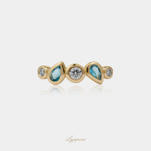 Geelgoud met diamant en topaas