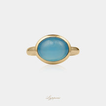 Geelgoud met blauwe chalcedoon